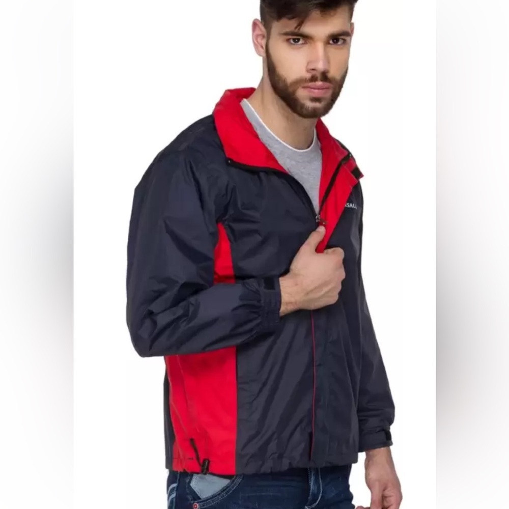 Three Season Jacket for man. Size M. burgundy with white inserts.